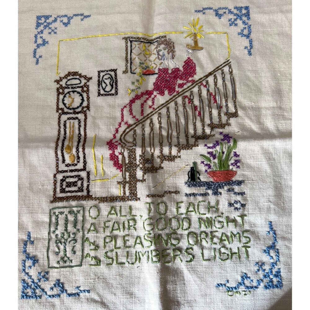 Vintage 1920's Finished Handmade Embroidered Pleasing Dreams
